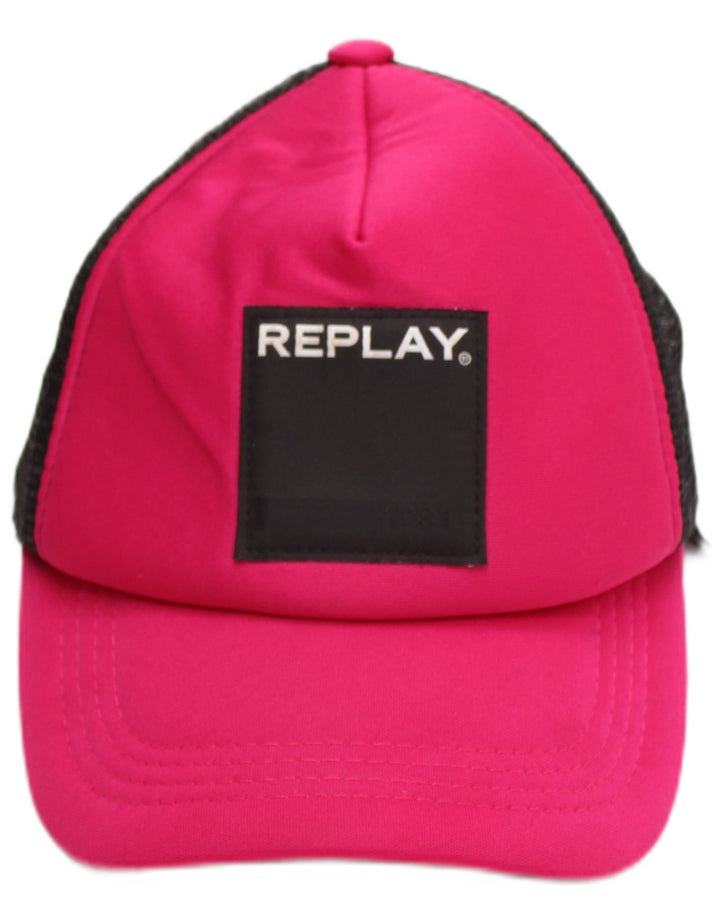 Cappellino trucker grafico da donna Replay, taglia unica, in poliestere color block rosa