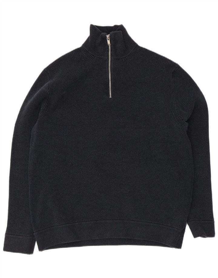 Maglione da uomo Marks & Spencer con zip e collo XL in poliestere blu navy