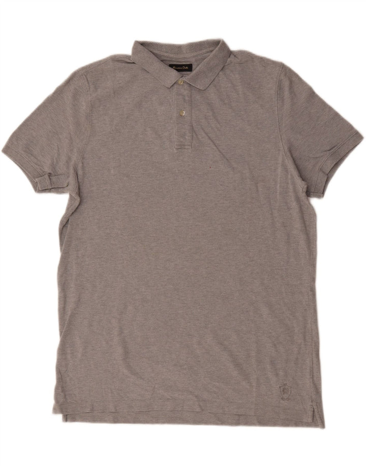 Polo da uomo Massimo Dutti grande in cotone chiazzato grigio