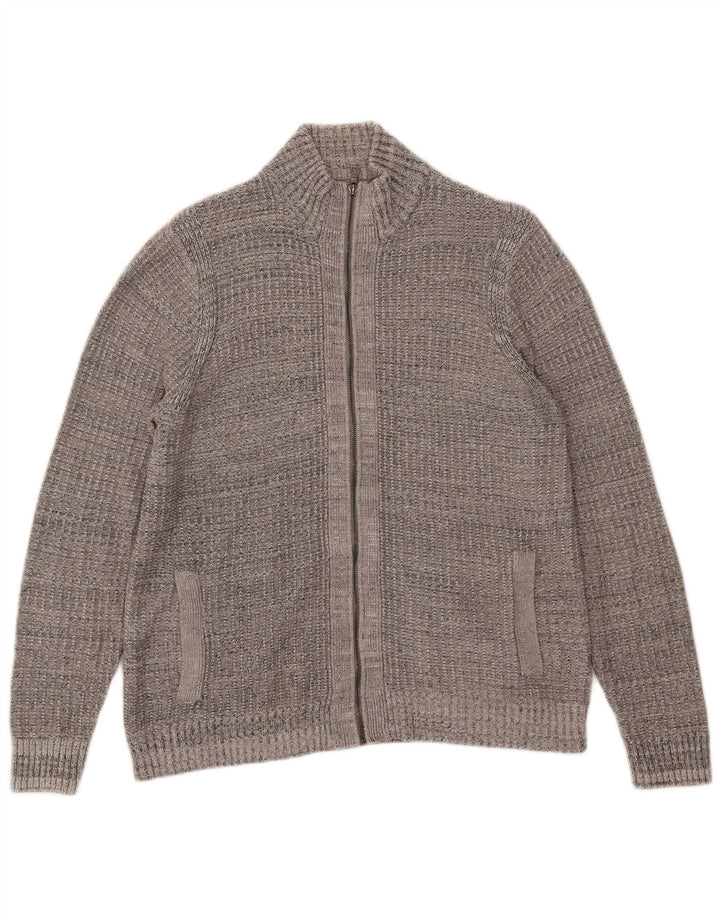 Maglione da uomo Marks & Spencer con zip e collo UK 38/40 Grigio medio screziato