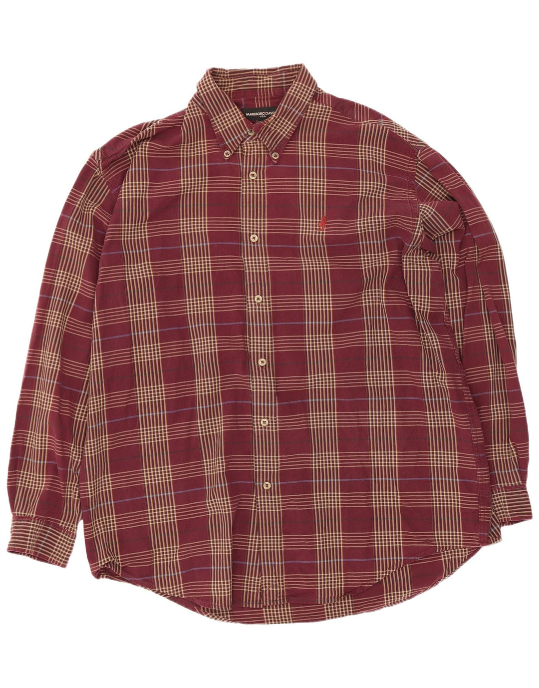 Camicia da uomo Marlboro Classics 2XL Cotone a quadri bordeaux