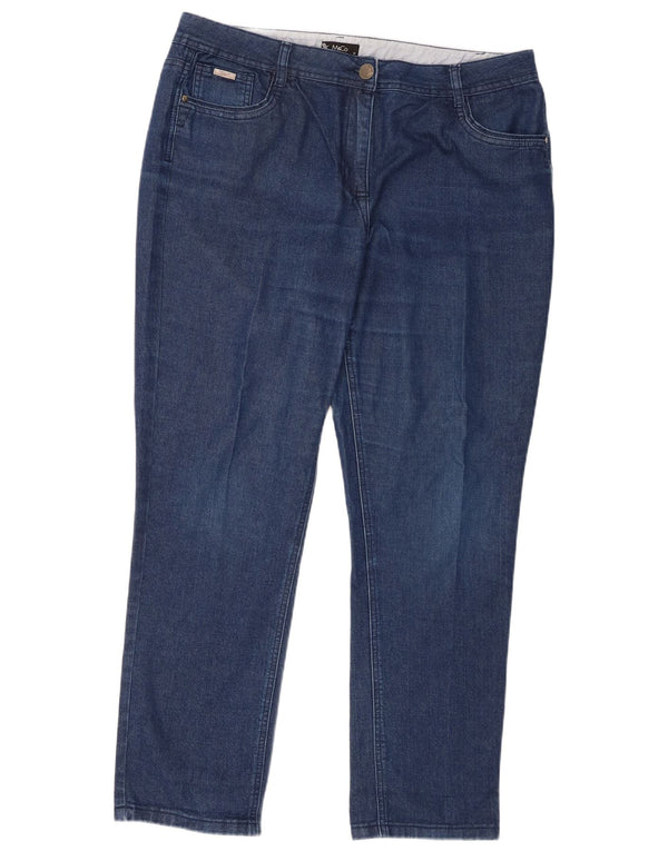 Jeans affusolati a vita alta da donna M&Co UK 18 XL W38 L30 Cotone blu