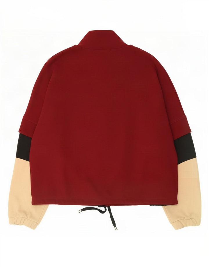 Top da tuta da donna Zara con collo e zip, taglia UK 14, bordeaux medio