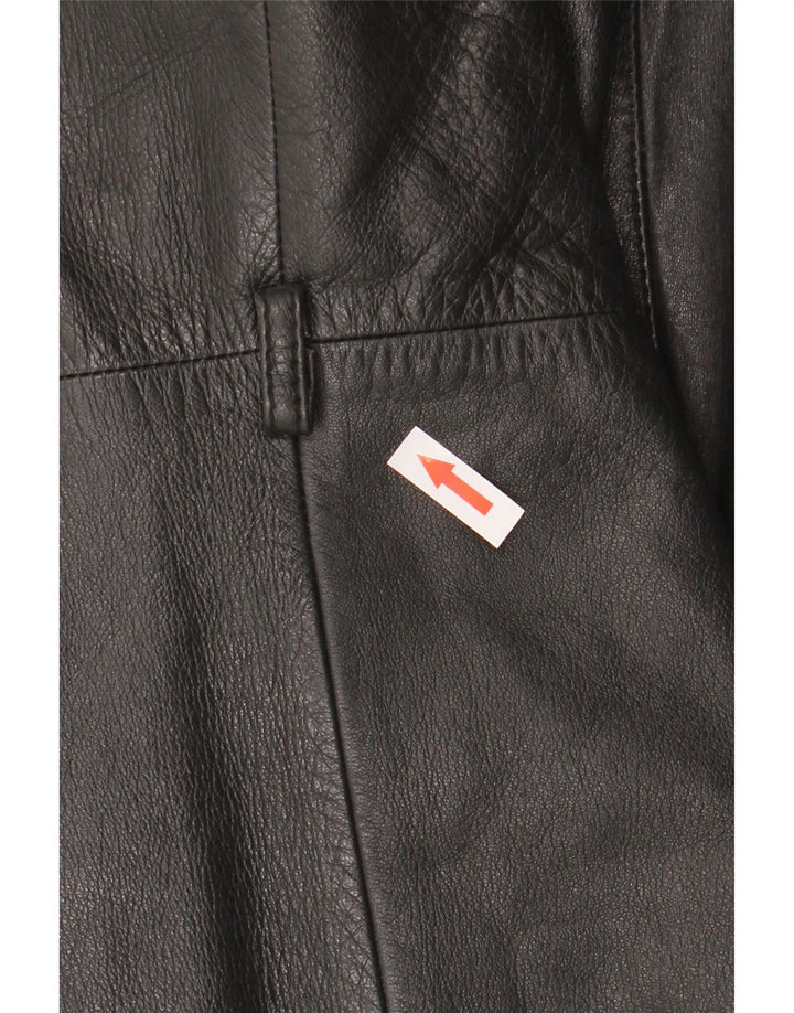 Cappotto in pelle vintage da donna UK 10 piccolo nero