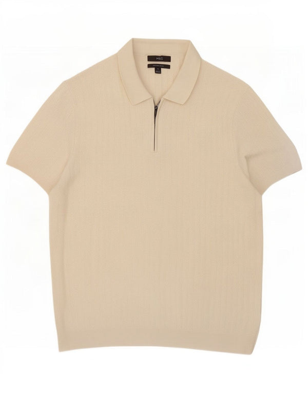Marks & Spencer Mens Polo Shirt XL White Cotton