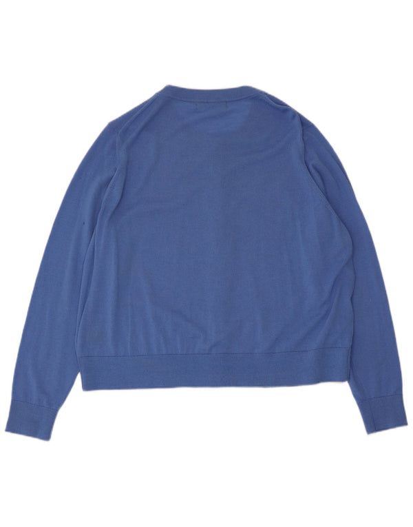 Maglione cardigan da donna Marks & Spencer UK 20 2XL Lana merino blu