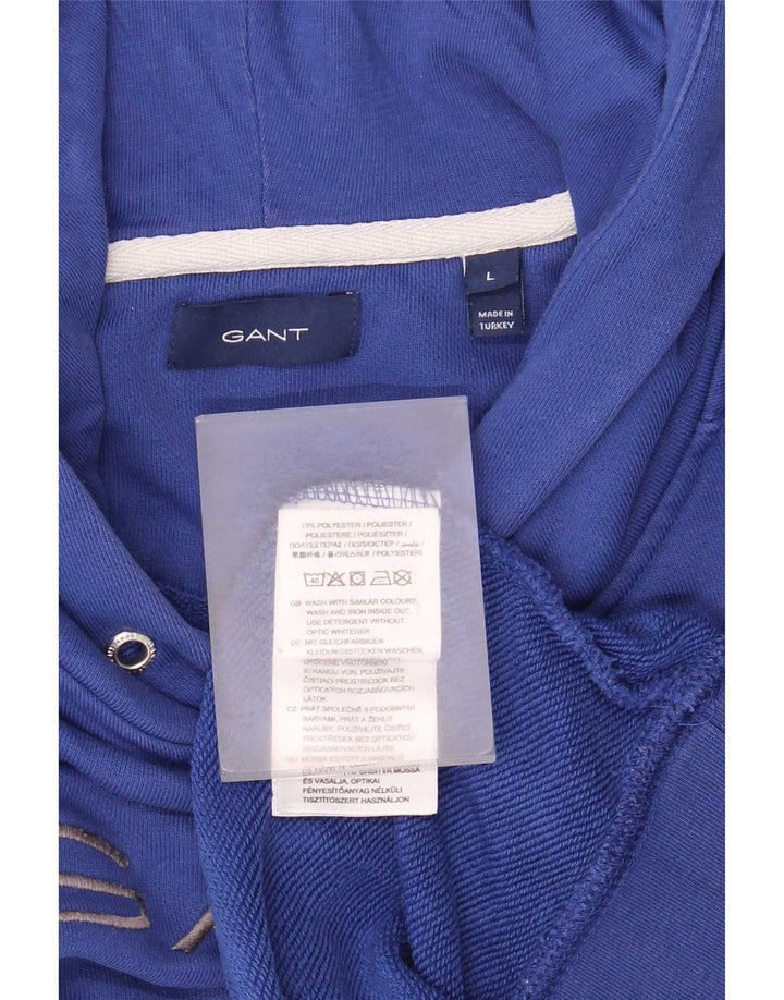 Gant Felpa con cappuccio grafica da uomo, grande, in cotone blu