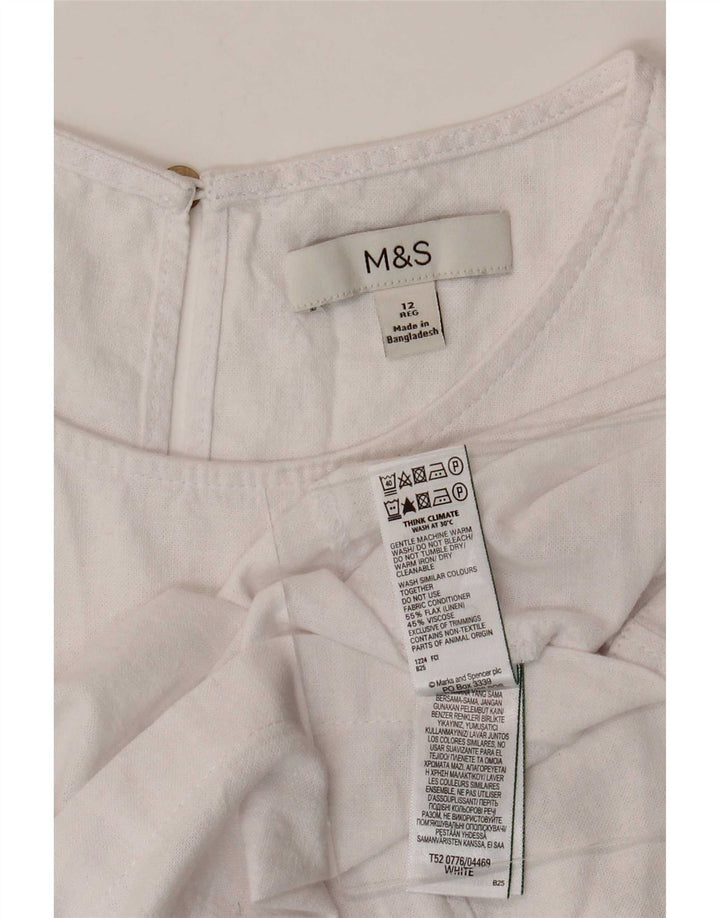 Abito basic senza maniche da donna Marks & Spencer UK 12 Lino bianco medio