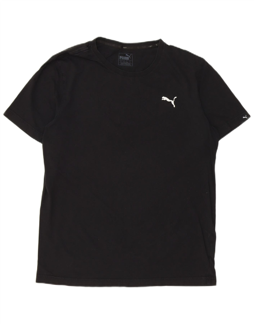 PUMA Mens T-Shirt Top Medium Black Cotton