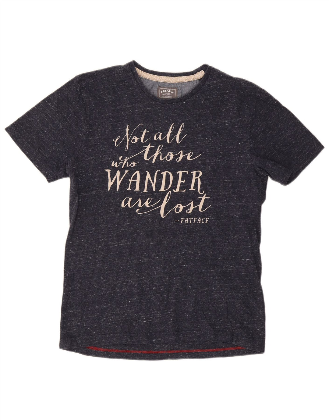 FAT FACE T-shirt grafica da donna Top medio in cotone screziato blu navy