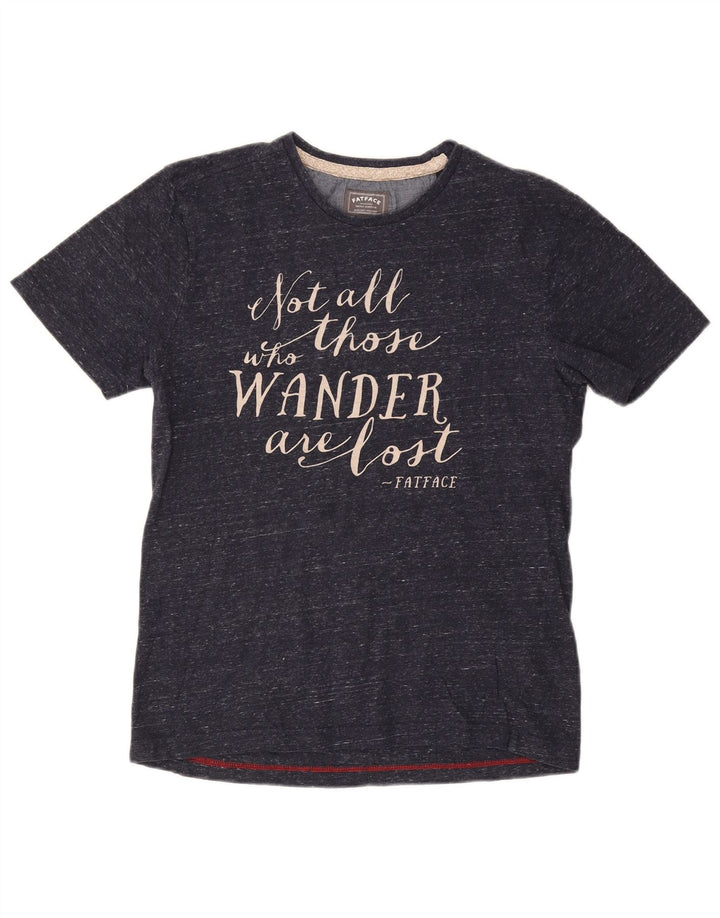 FAT FACE T-shirt grafica da donna Top medio in cotone screziato blu navy