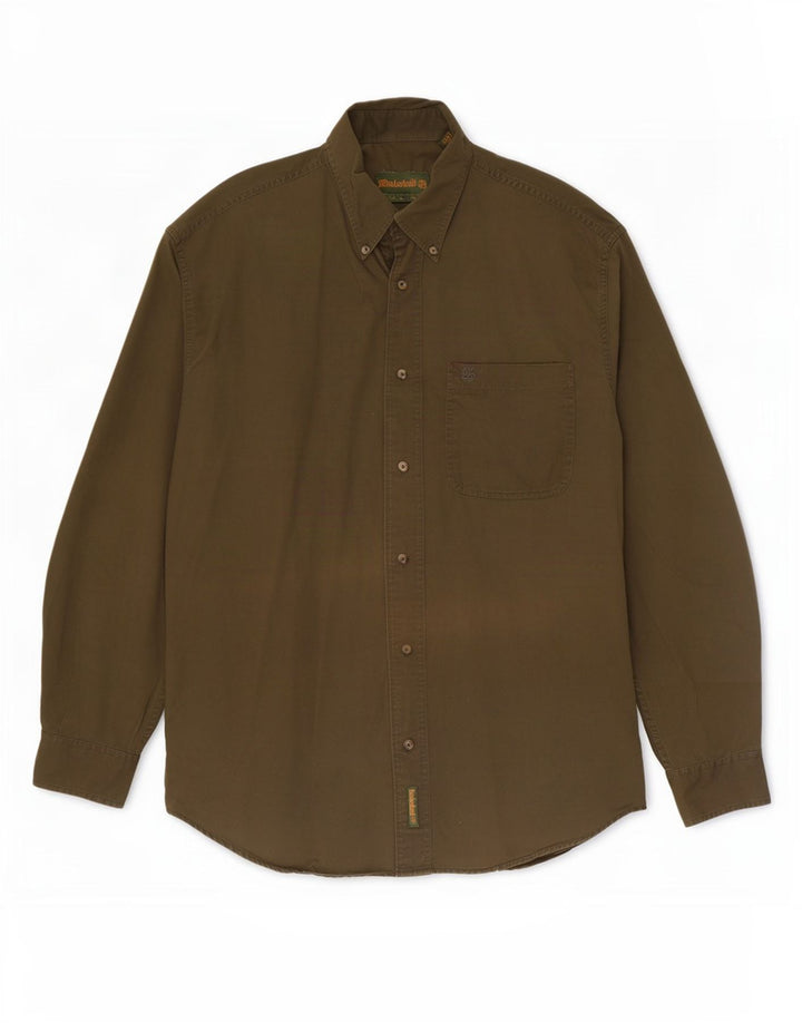 Camicia da uomo Timberland in cotone kaki medio