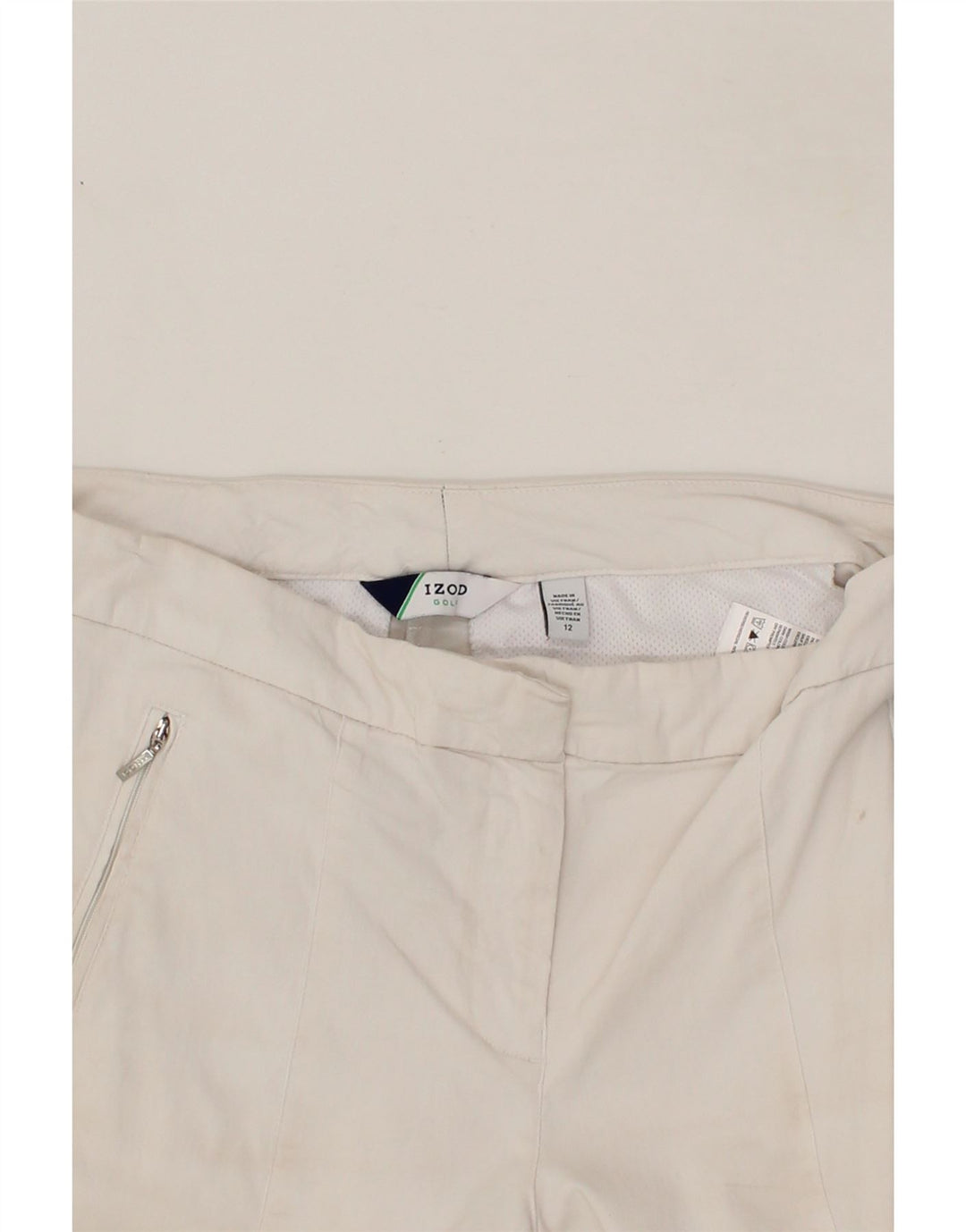 IZOD Womens Golf Chino Shorts US 12 Large W34  White Rayon Vintage Izod and Second-Hand Izod from Messina Hembry 