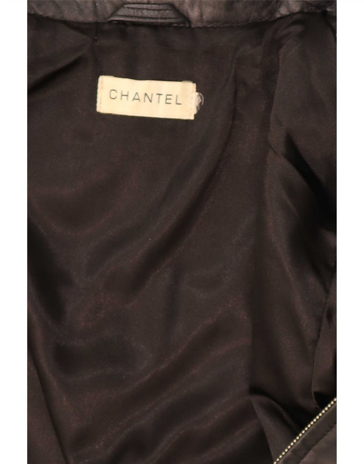 Giacca in pelle vintage da donna UK 12 media nera