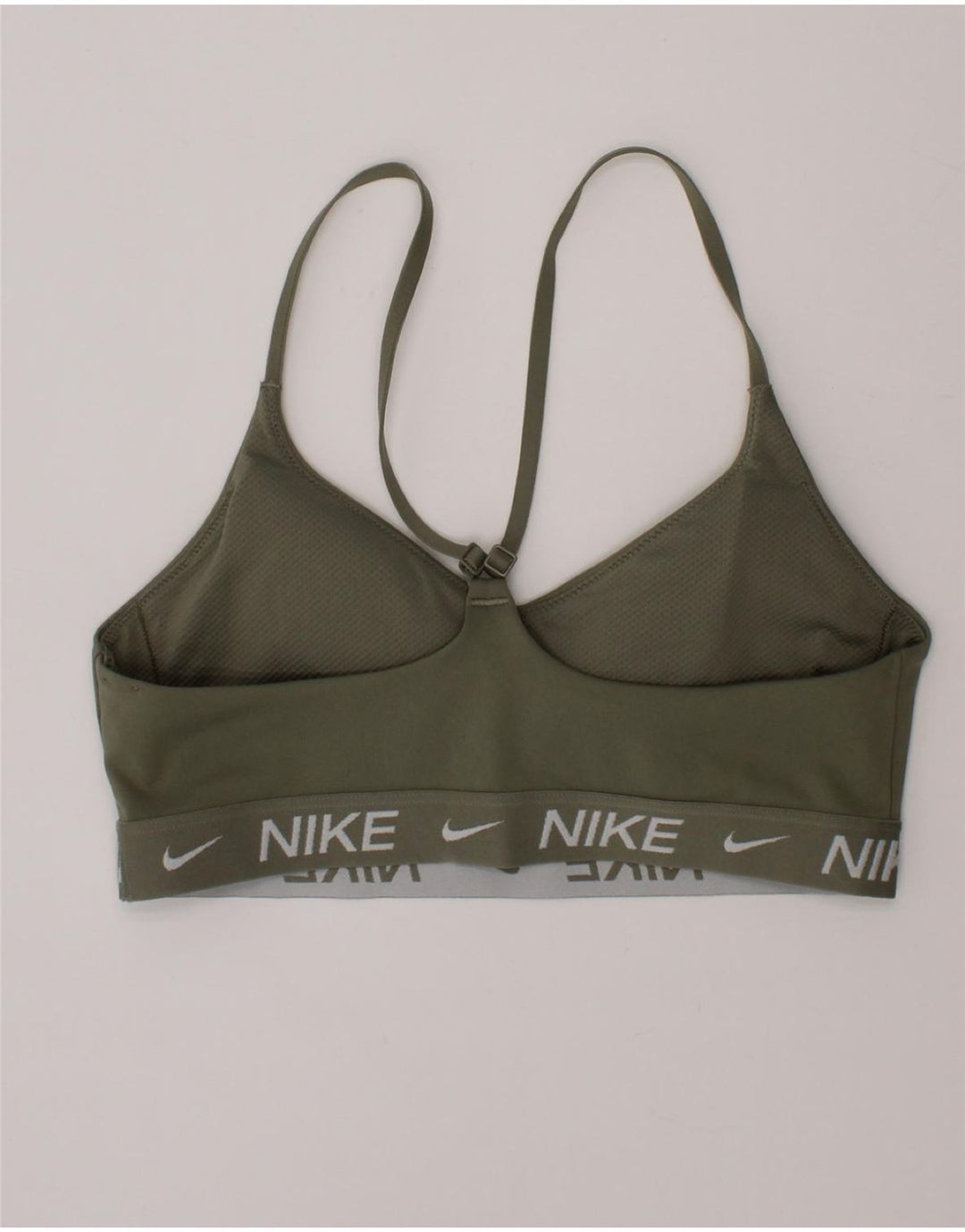 Reggiseno sportivo Nike da donna con grafica, top piccolo, poliestere kaki, sportivo