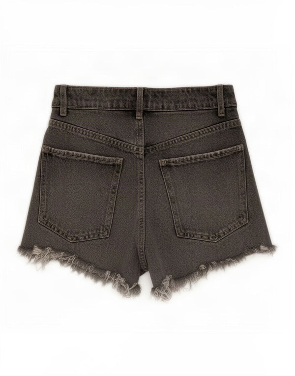 Pantaloncini in denim invecchiato da donna Zara EU 34 2XS W24 cotone grigio