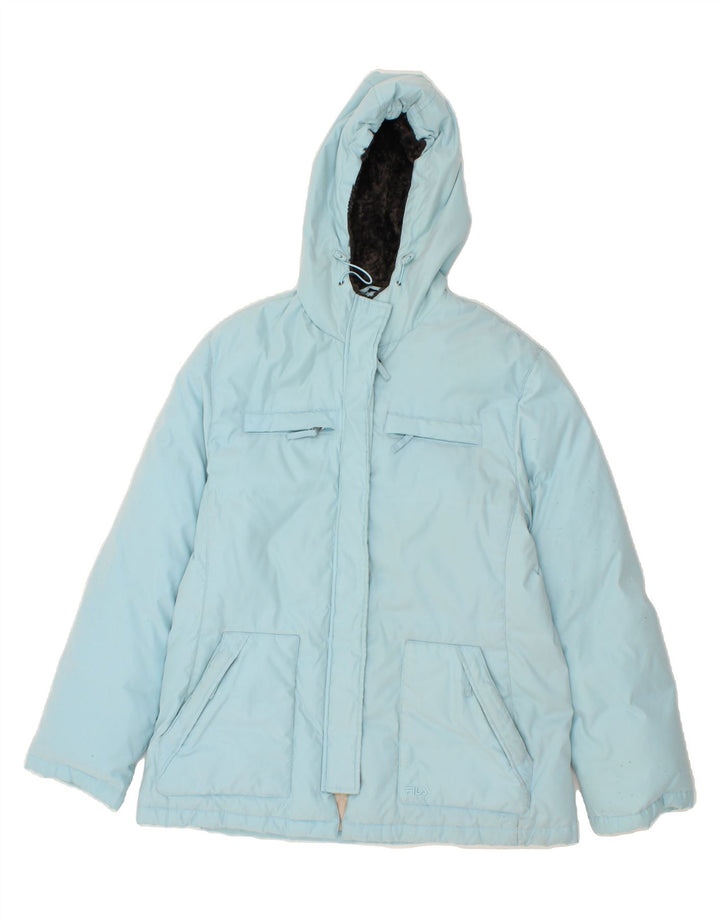 TOMMY HILFIGER Womens Hooded Padded Jacket UK 16 Large  Blue Polyester Vintage Tommy Hilfiger and Second-Hand Tommy Hilfiger from Messina Hembry 