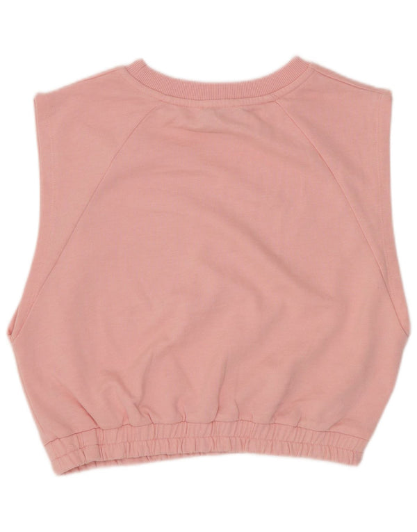 Topshop Top corto senza maniche da donna UK 10 piccolo cotone rosa