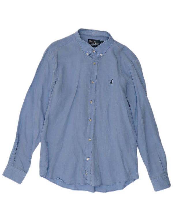 Polo Ralph Lauren Mens Slim Fit Shirt 2XL Blue Linen