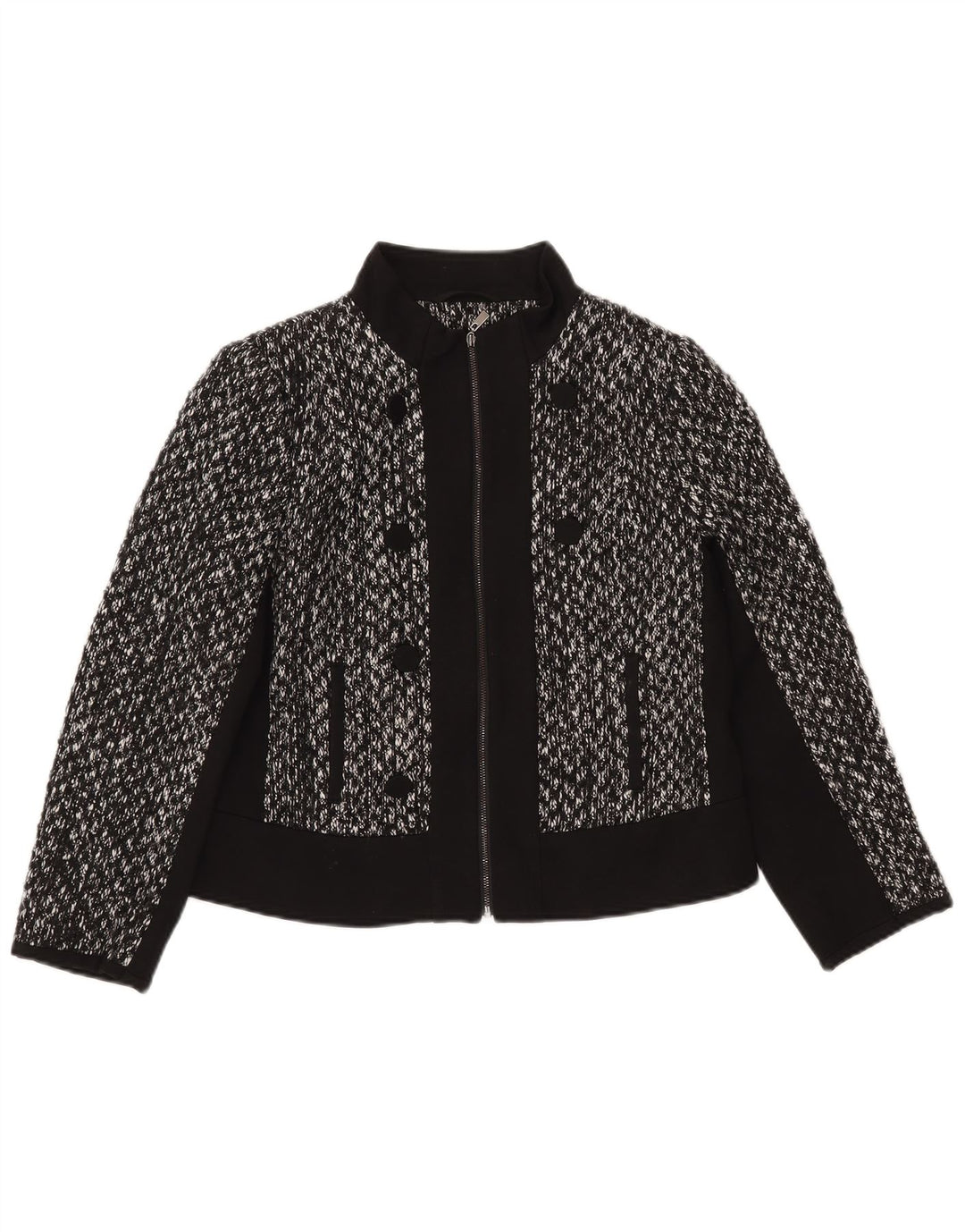 MARKS & SPENCER Giacca blazer corta da donna UK 12 media nera screziata