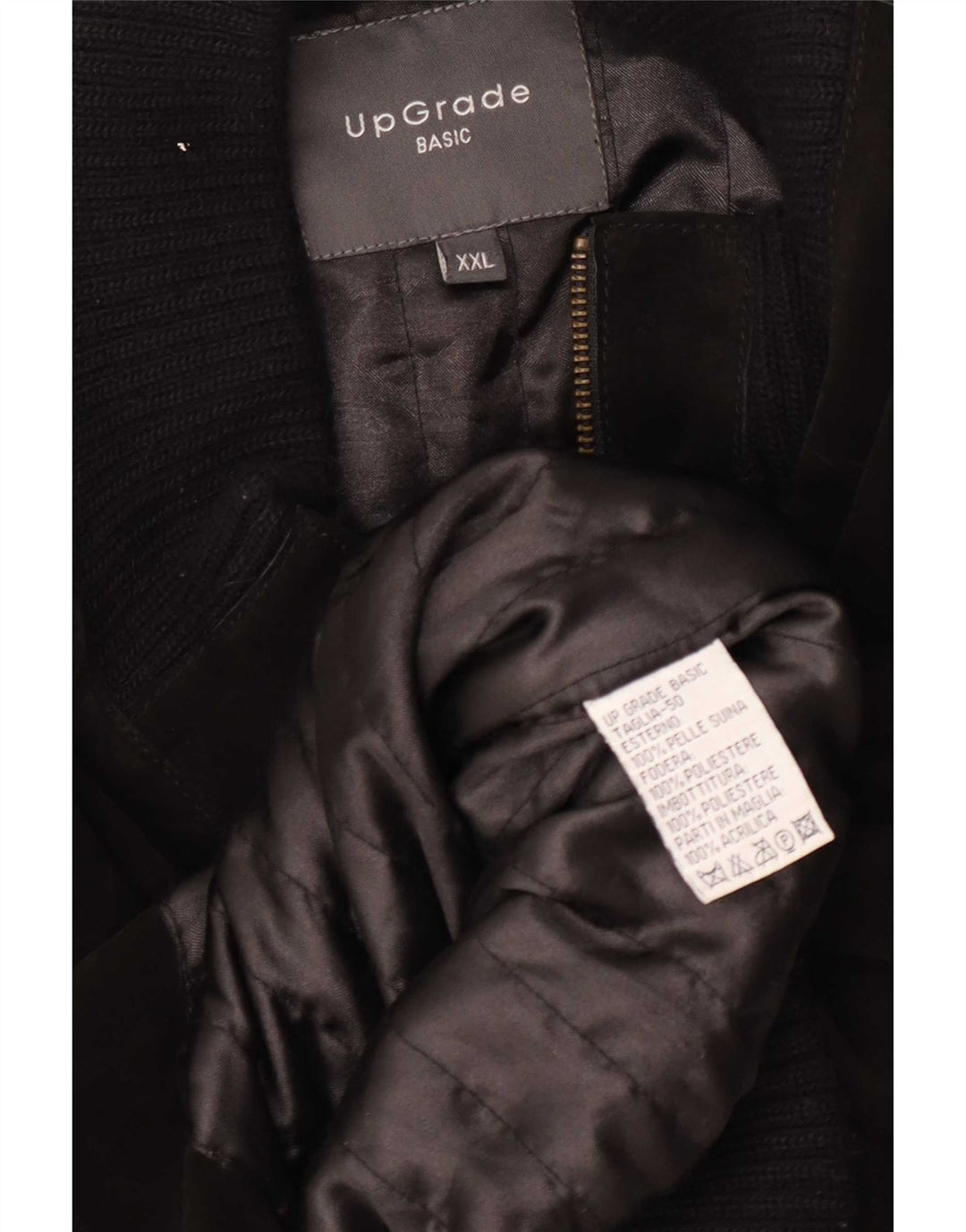 Giubbotto bomber in pelle scamosciata vintage da uomo UK 44 2XL in pelle nera
