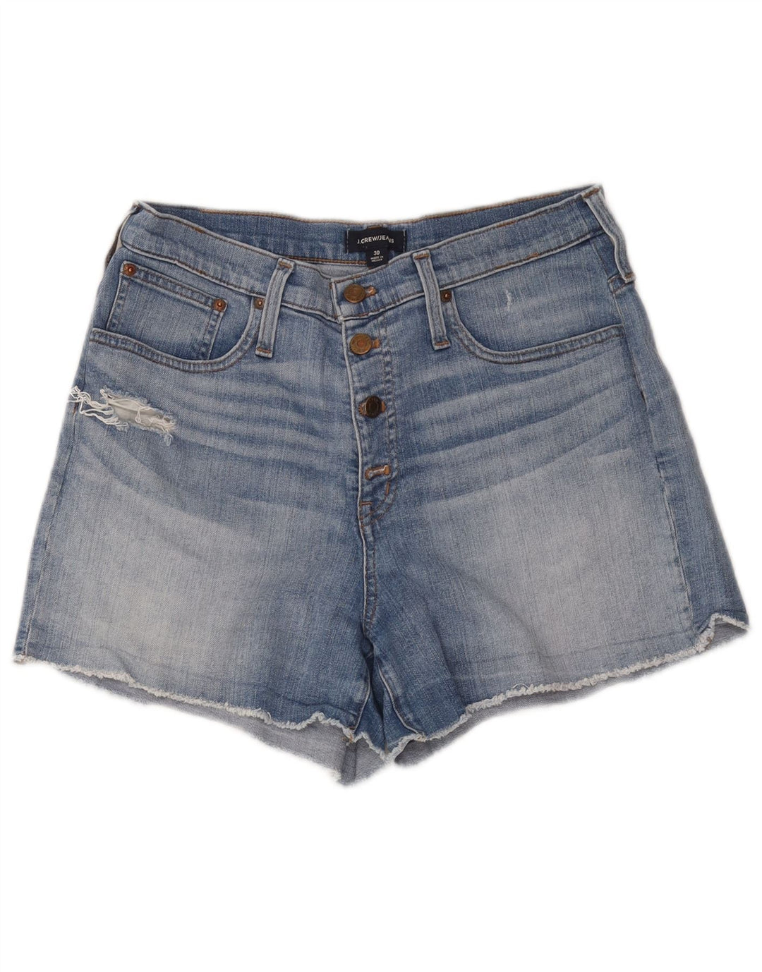 J. Crew Pantaloncini di jeans invecchiati a vita alta da donna W30 Cotone blu medio