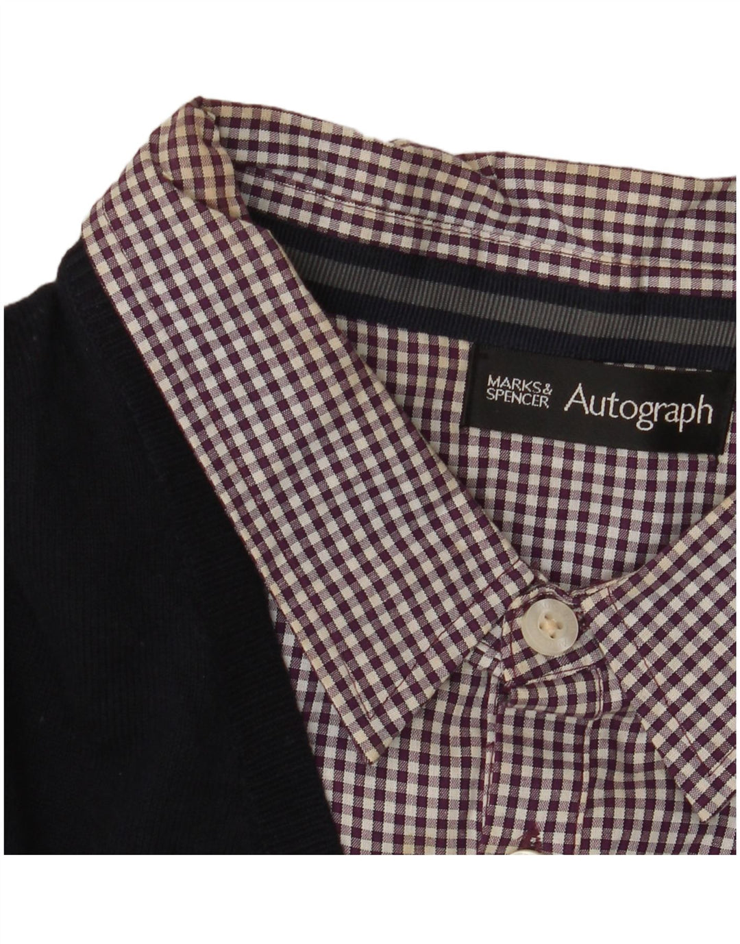 Maglione da uomo con scollo a V autografo Marks & Spencer grande in cotone blu navy
