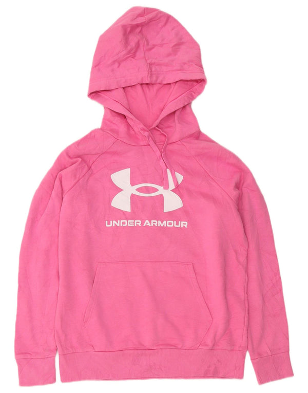 Felpa con cappuccio oversize con grafica da donna Under Armour UK 10 Small in cotone rosa