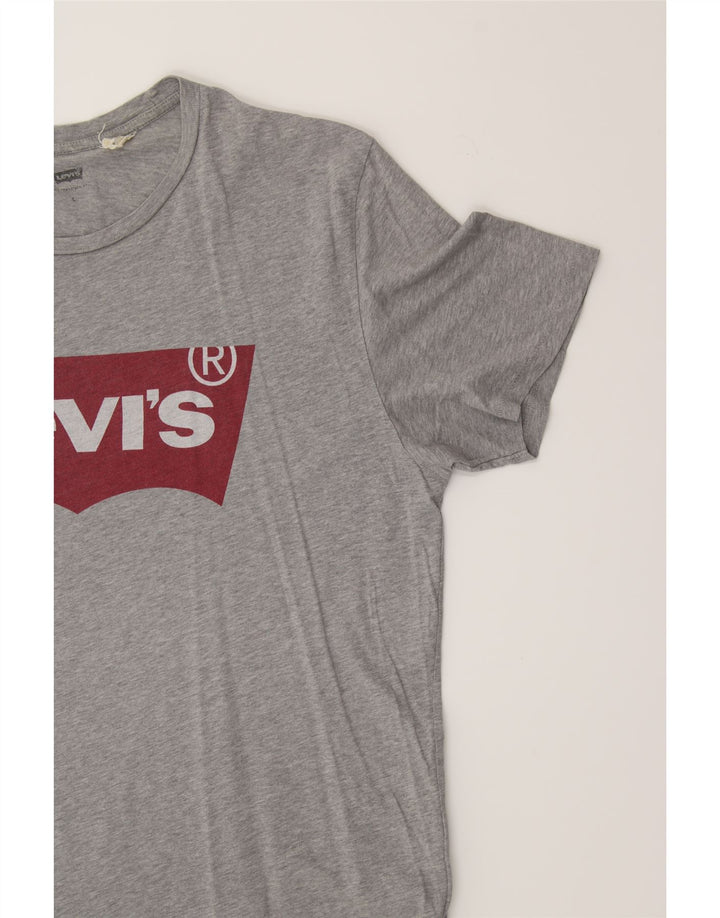 LEVI'S Womens Graphic T-Shirt Top UK 16 Large Grey Cotton Vintage Levi's and Second-Hand Levi's from Messina Hembry 