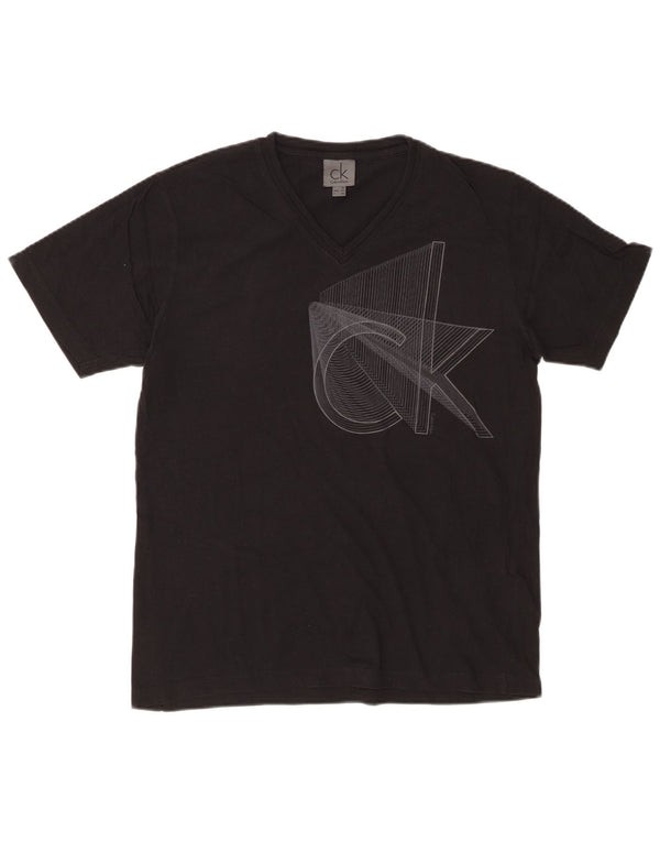 CALVIN KLEIN Mens Graphic T-Shirt Top IT 50 Medium Black Cotton