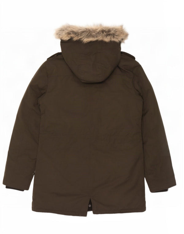 Giubbotto parka militare da uomo Guess con cappuccio UK 40 grande poliestere kaki
