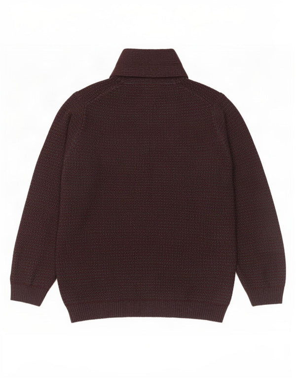 Maglione da uomo Marks & Spencer con collo a scialle XL acrilico a righe marroni