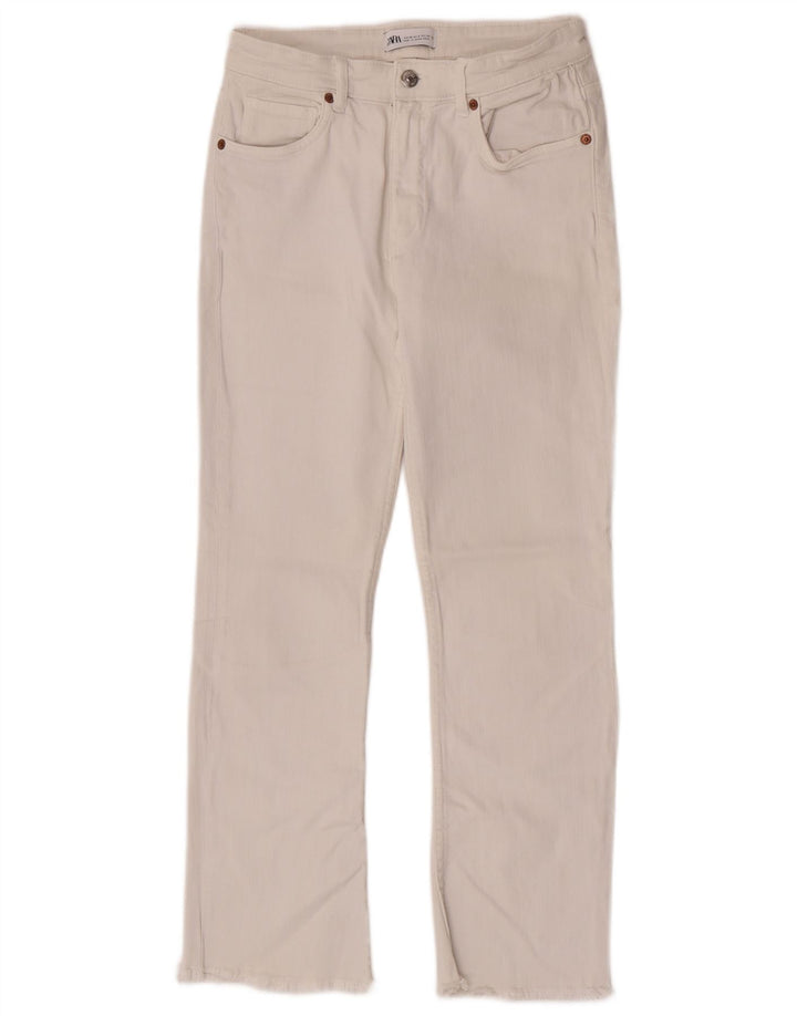 Jeans dritti corti da donna Zara EU 38 piccoli W28 L26 bianchi