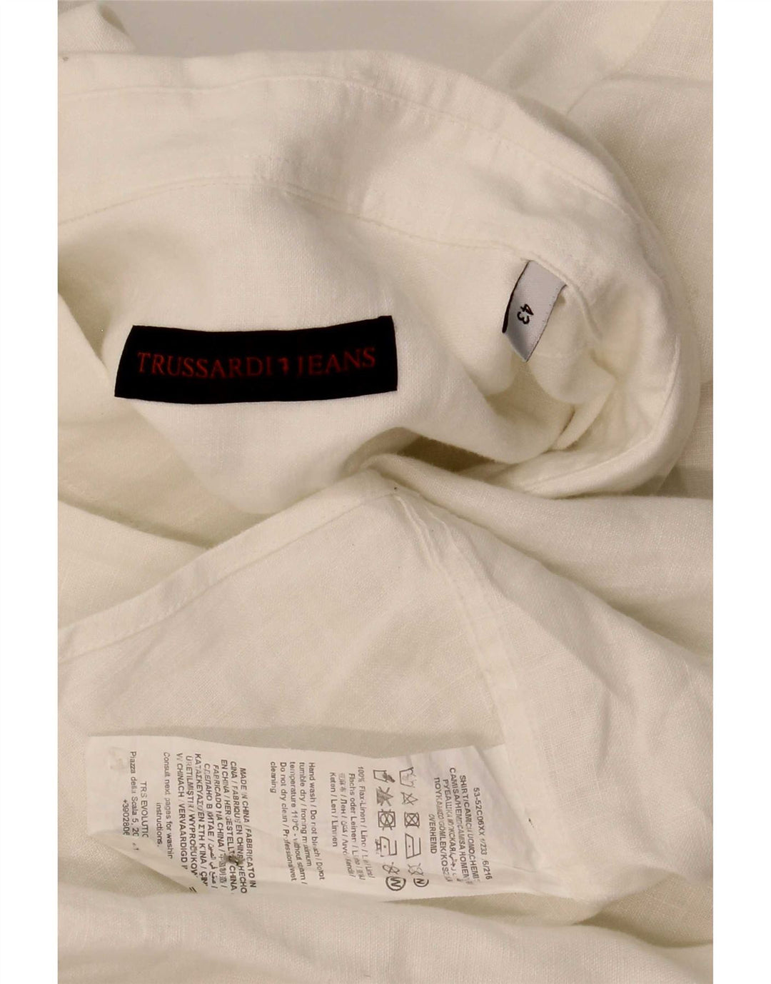 Camicia Trussardi Uomo Taglia 43 Large Lino Bianco