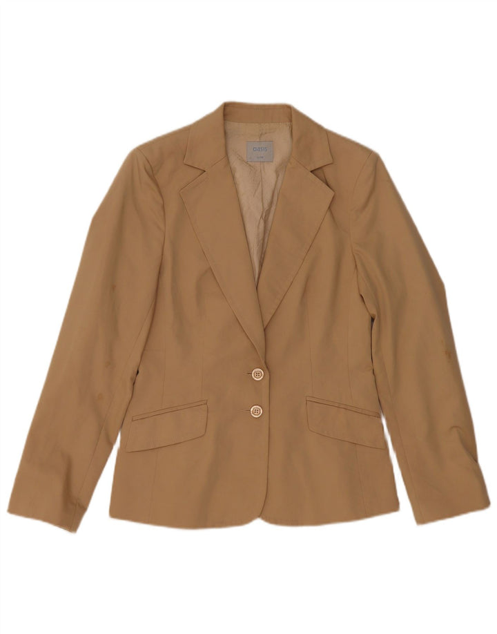 Giacca blazer a 2 bottoni da donna Oasis UK 12 Classica in poliestere beige medio