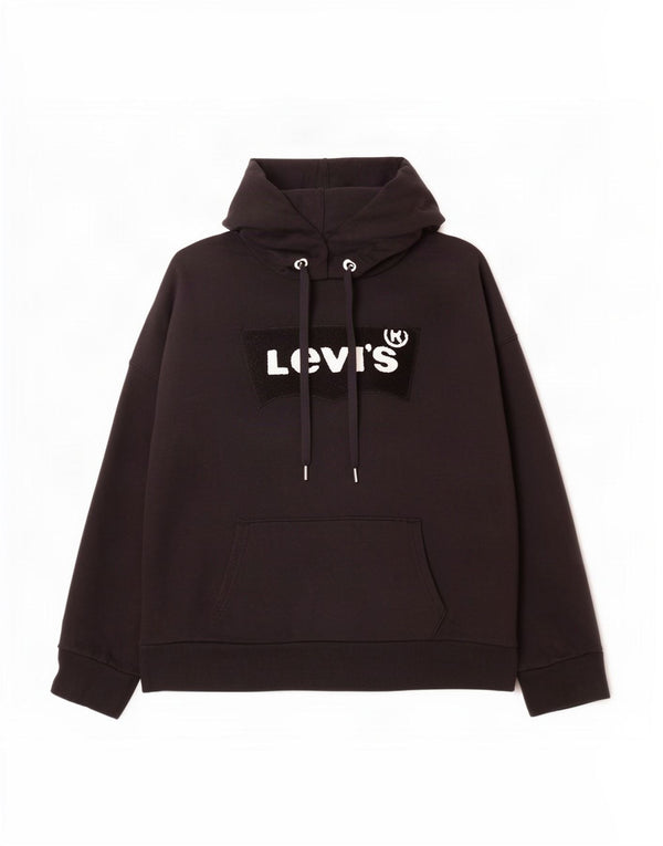 Maglione con cappuccio oversize grafico da uomo Levi's UK 14 cotone nero medio