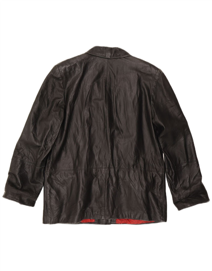 Giacca in pelle vintage da donna IT 50 XL in pelle nera