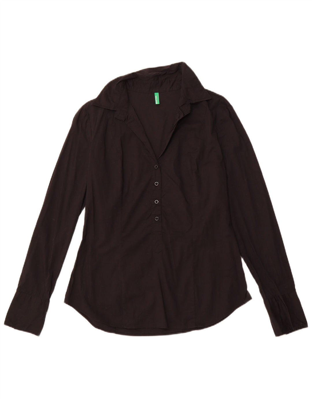 Camicia pullover da donna BENETTON UK 16 grande cotone nero
