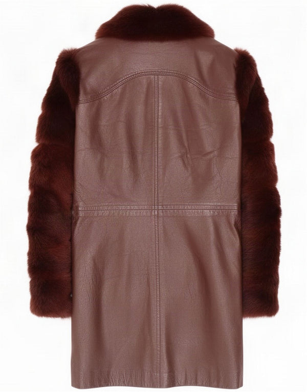 Cappotto vintage in pelle da donna UK 10 piccolo marrone