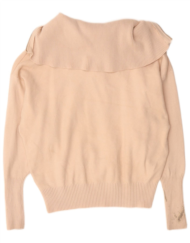 Maglione Zara da donna oversize con collo e zip UK 14 Viscosa beige medio