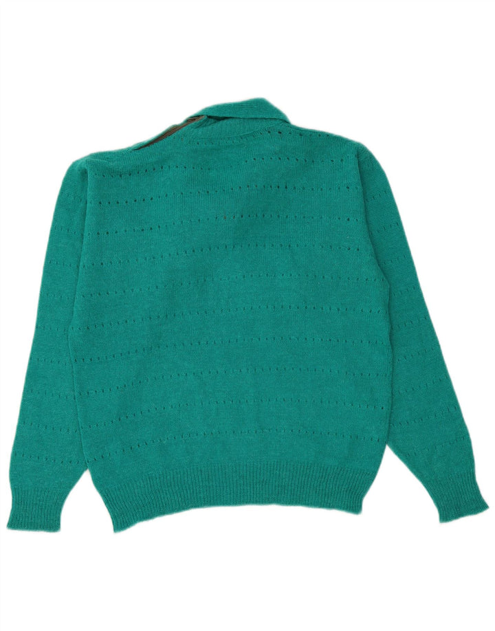 Maglione maglione vintage da donna con scollo a V UK 14 verde medio