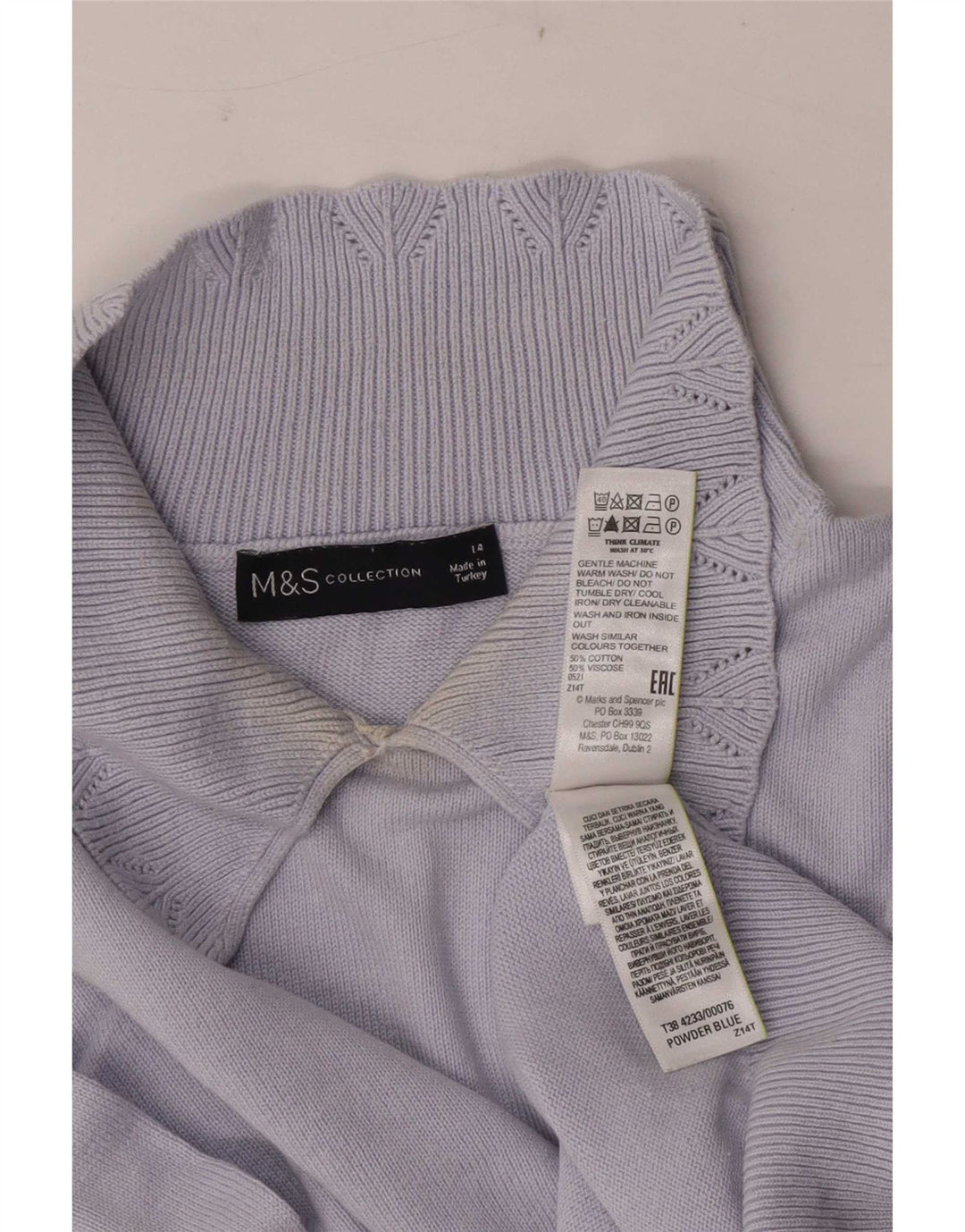 Maglione maglione collo alto da donna Marks & Spencer UK 14 grande blu