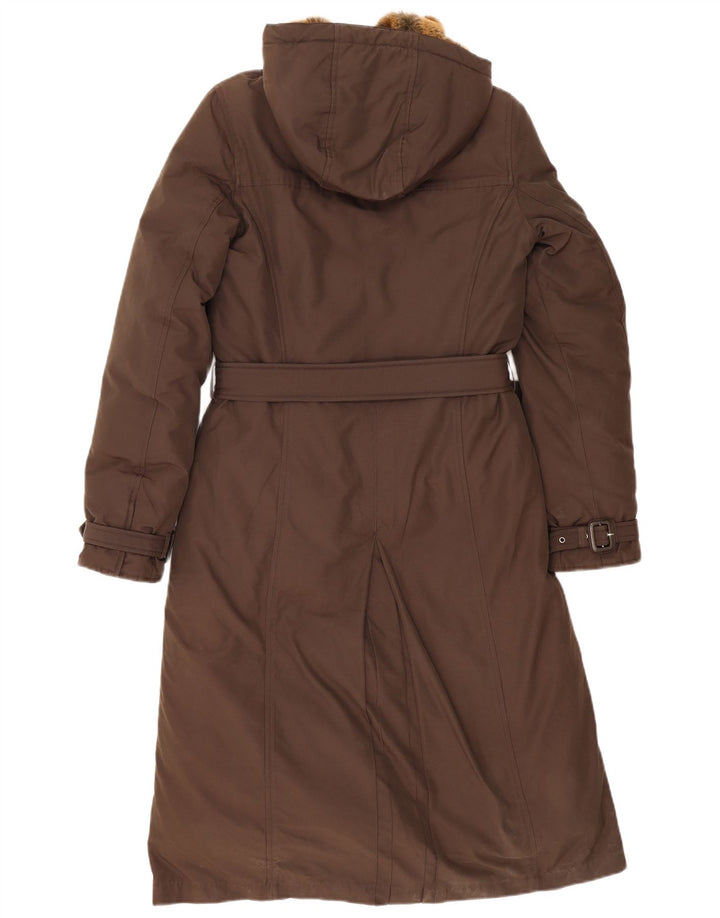 Cappotto imbottito con cappuccio da donna Woolrich UK 10 piccolo cotone marrone