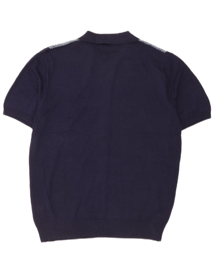 Camicia in maglia a maniche corte da uomo Pierre Cardin medio blu navy geometrico