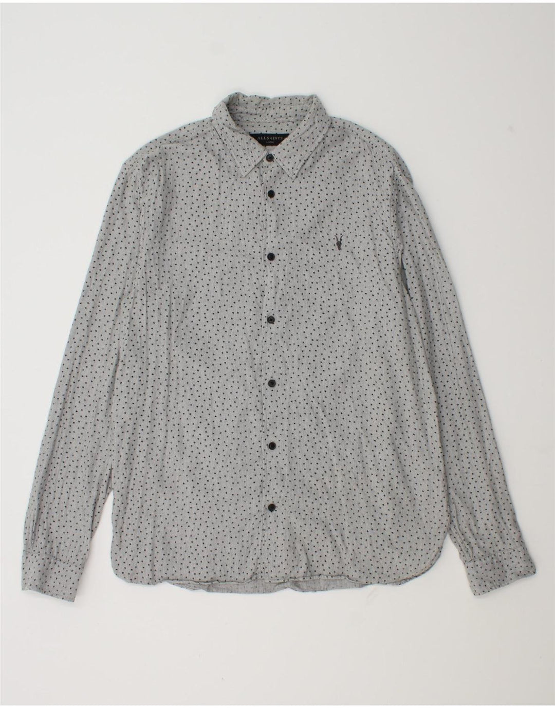 Camicia da uomo All Saints Large in cotone maculato grigio