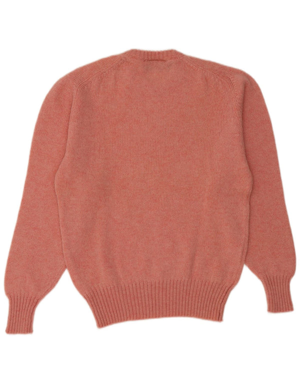 Maglione maglione girocollo da donna vintage UK 14 Lana nuova rosa medio