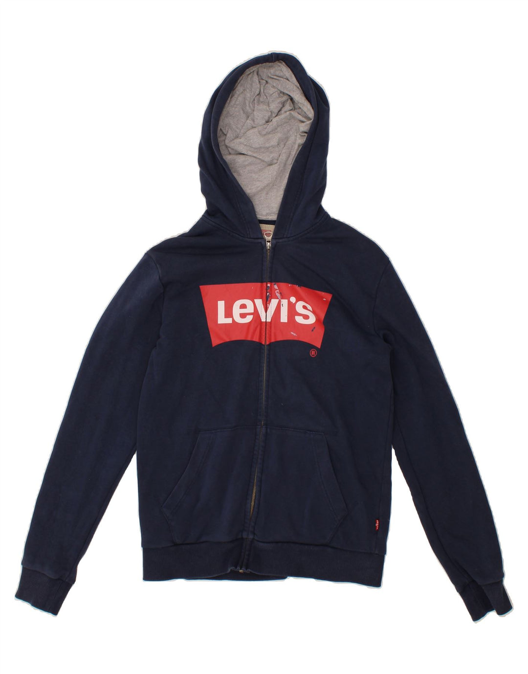 LEVI'S Boys Graphic Zip Hoodie Sweater 15-16 Years Navy Blue Vintage Levi's and Second-Hand Levi's from Messina Hembry 