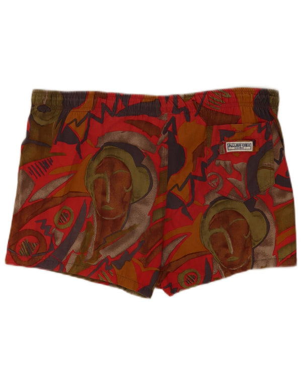 Allen Cox Pantaloncini da bagno da uomo con motivo astratto, grandi, in cotone multicolore