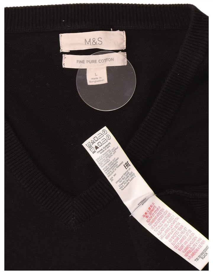 Maglione da uomo con scollo a V Marks & Spencer grande cotone nero