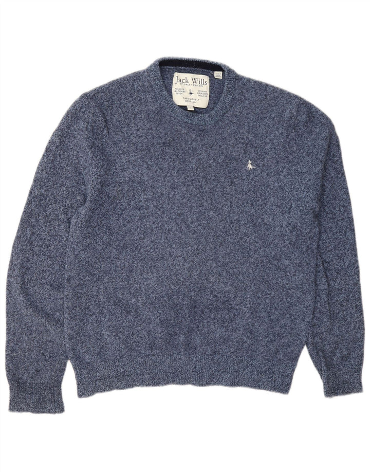 Maglione maglione girocollo da uomo Jack Wills grande lana screziata blu